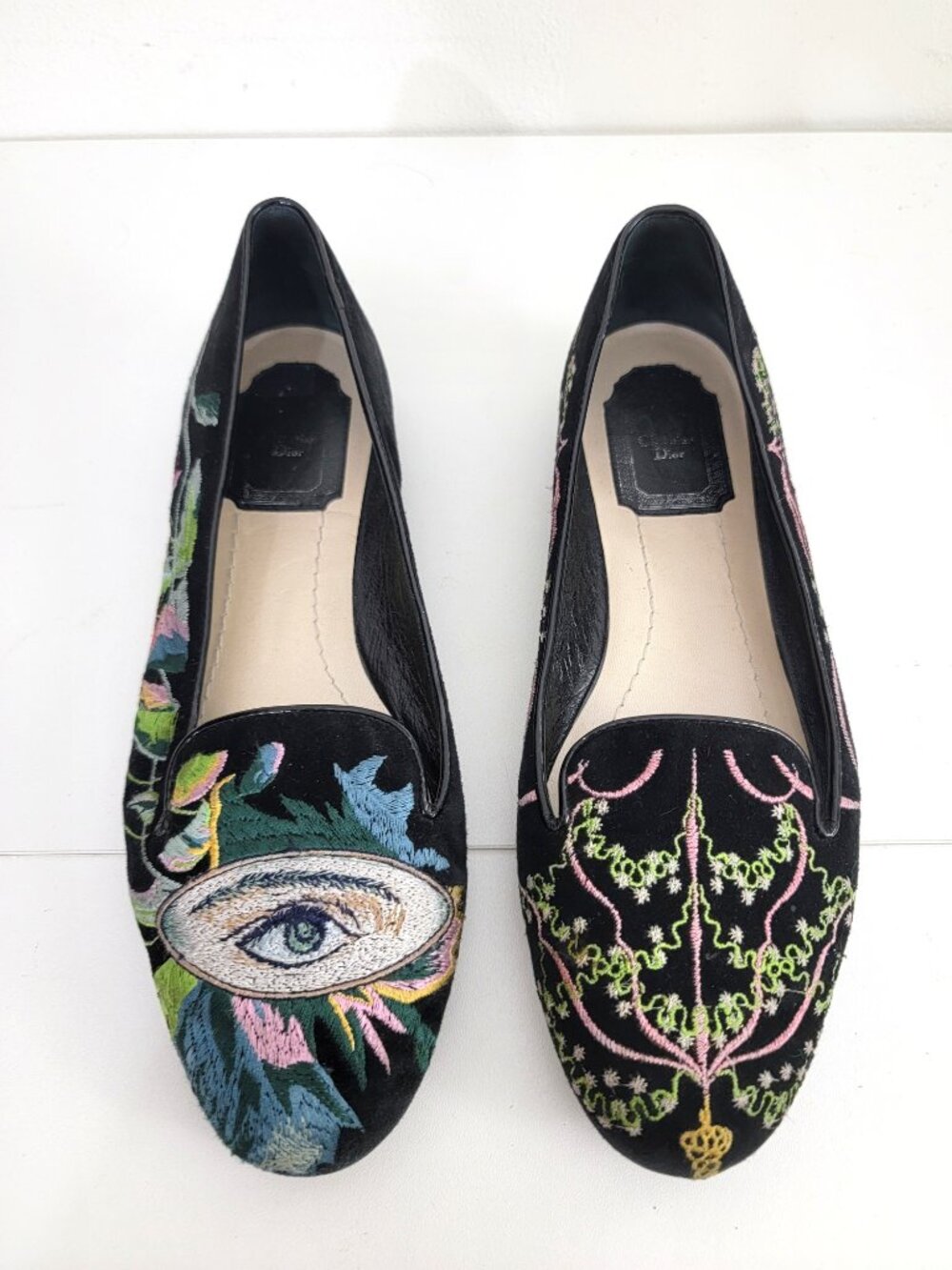 Christian Dior Surreal Suede Loafers with Embroidery 36.5 6.5